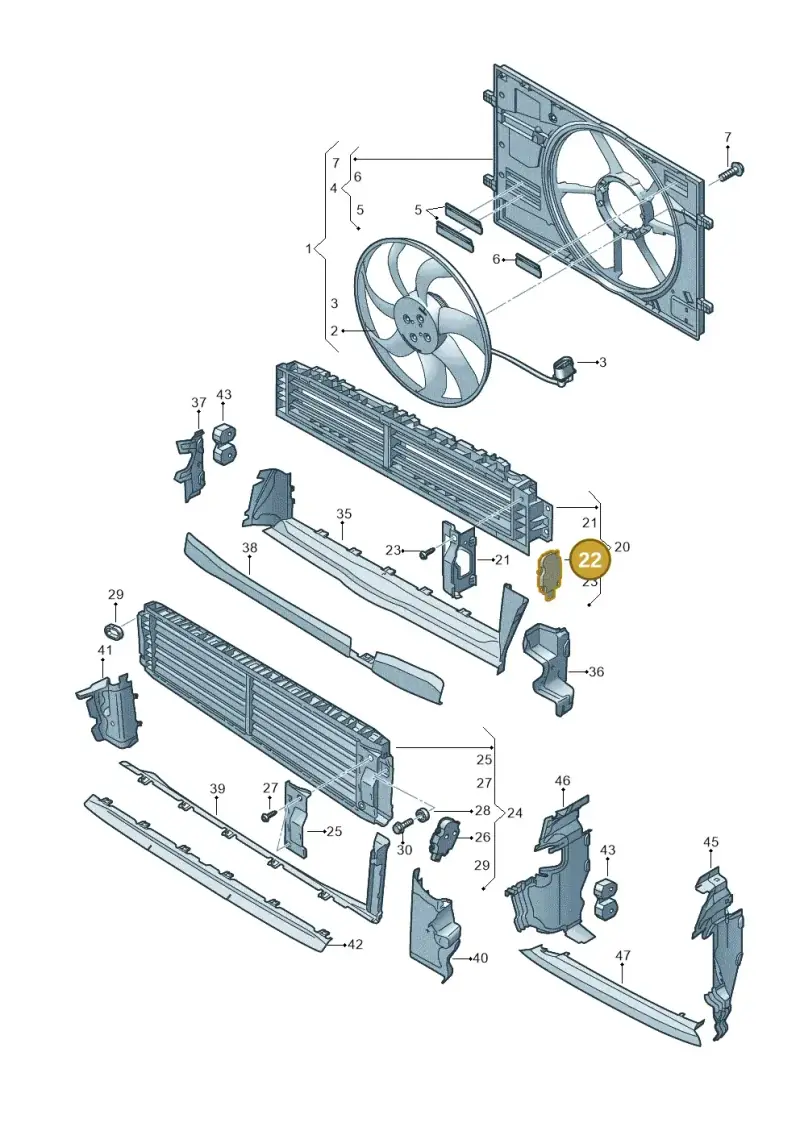 95B965501AA — Audi A3 Sportback (2019-2021) diagram 596121970, position 22