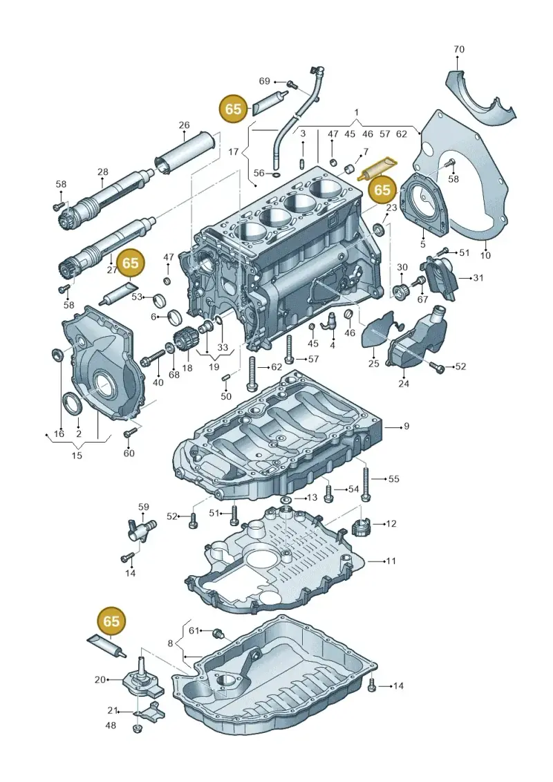 D174003A2 — Audi A8L qu. 3.0 TDI (2013-2018) diagram 636103020, position 65