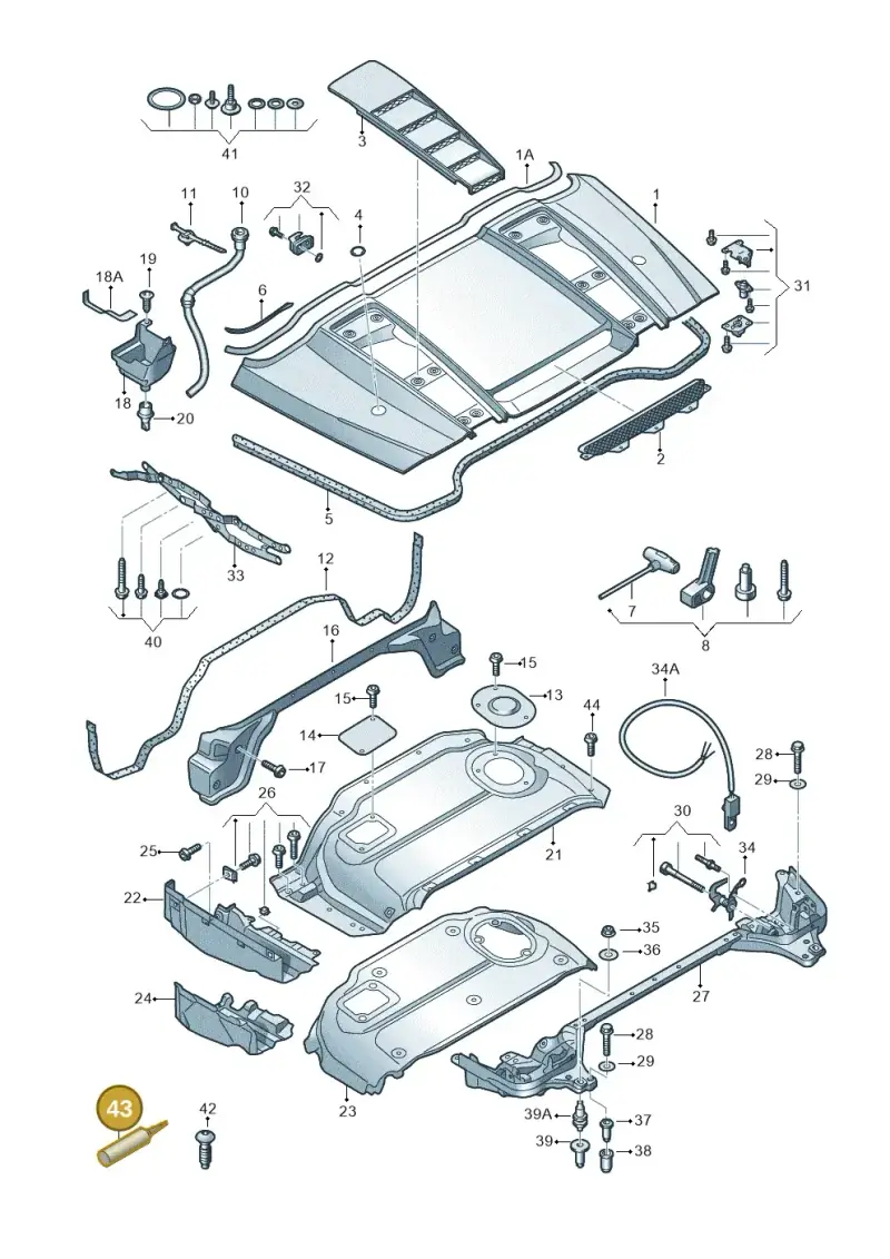 DA001730A2 — Audi R8 qu. 5.2 (2012-2015) diagram 618825700, position 43
