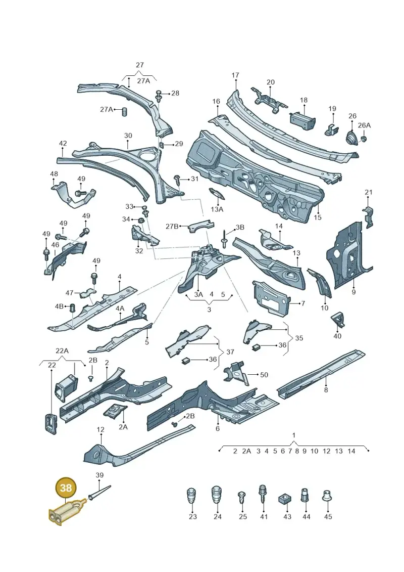 DA001730A2 — Audi A7 Sportback (2014-2018) diagram 711803000, position 38