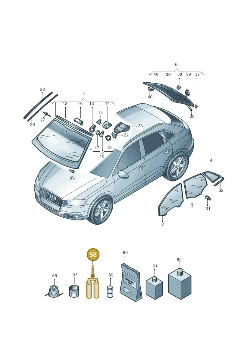 DH009100A2 — Audi Q3 1.4 (2016-) diagram 728845000, position 58