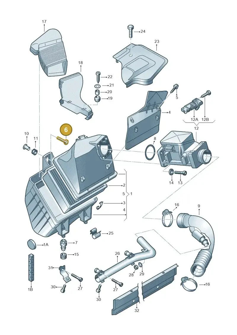 N01022012 — Audi A4     F>8D-W-.. (1995-1997) diagram 195133280, position 6