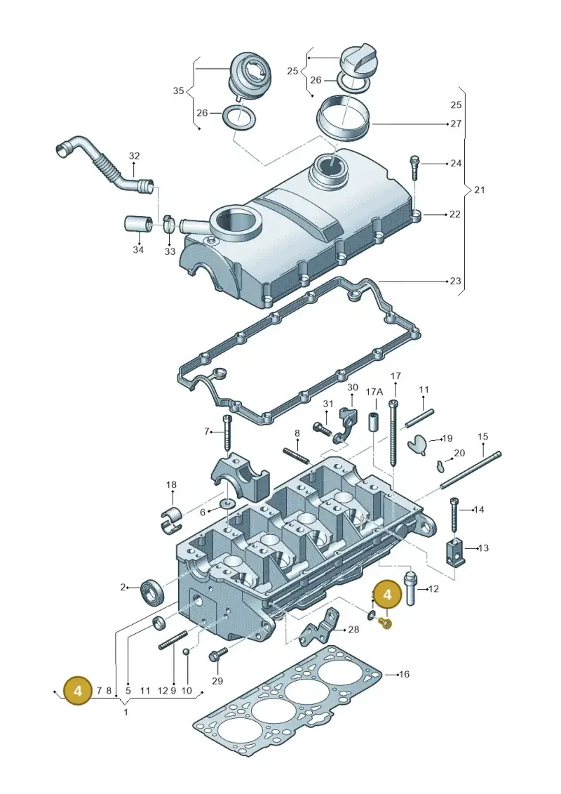 N0102336 — Audi A4/S4/Av./qu.     05> (2005-) diagram 195103470, position 4