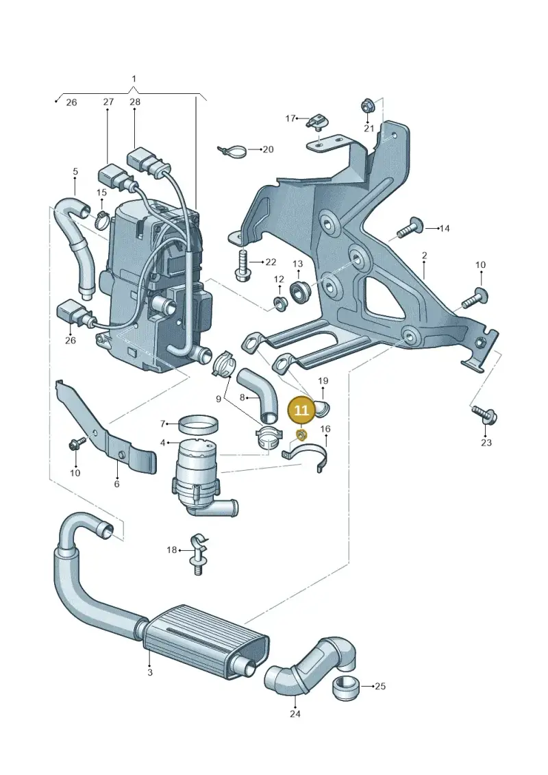 N01100521 — Audi A8L qu. 3.0 TDI (2013-2018) diagram 696261000, position 11