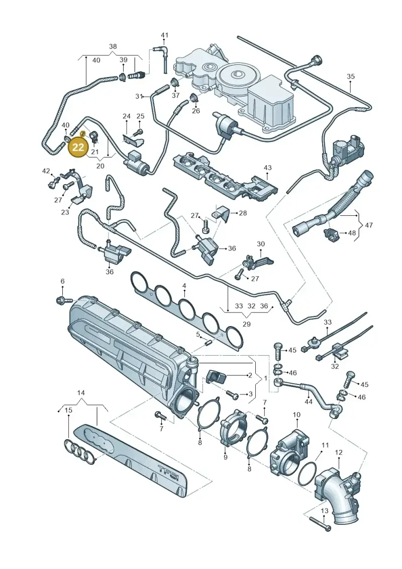 N01100632 — Audi A3 Sportback (2019-2021) diagram 596133632, position 22