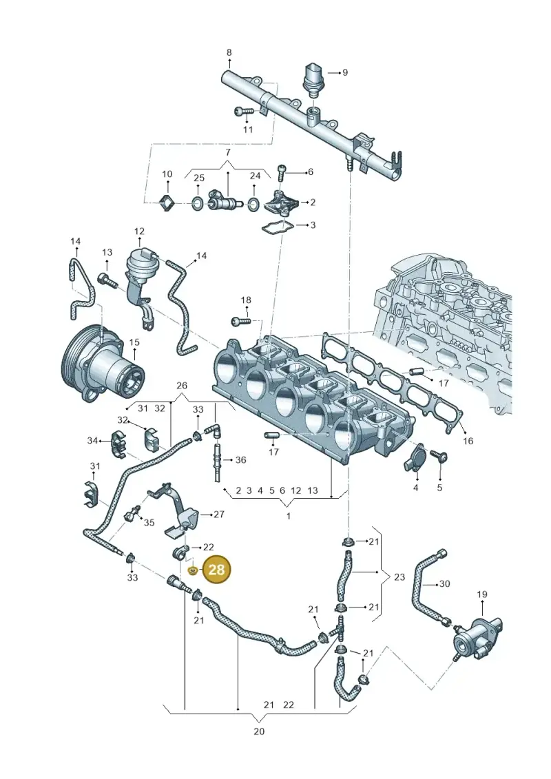 N01100632 — Audi A3 Sportback (2019-2021) diagram 898133340, position 28