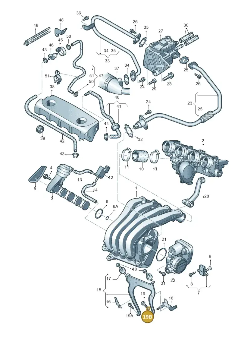 N0115609 — Audi A3/S3/Sportb./qu. 08 (2007-) diagram 412133170, position 19B