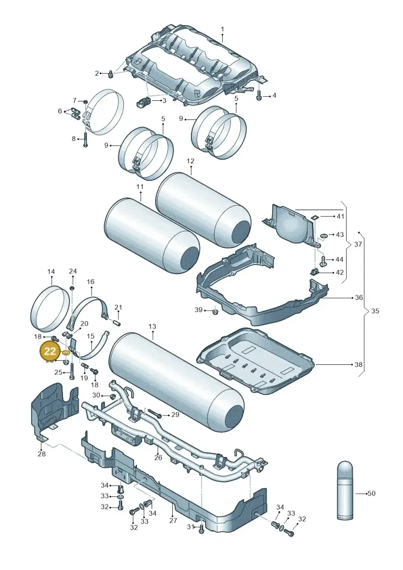 N01167026 — Audi A3 Sportback (2019-2021) diagram 596201190, position 22