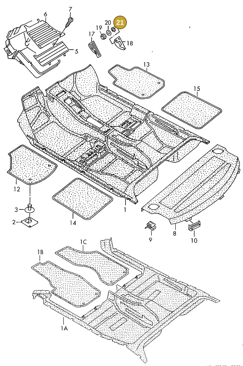 N0121272 — Audi A6/S6/Wg.qu.F>4A (1996-1997) diagram 118863000, position 21