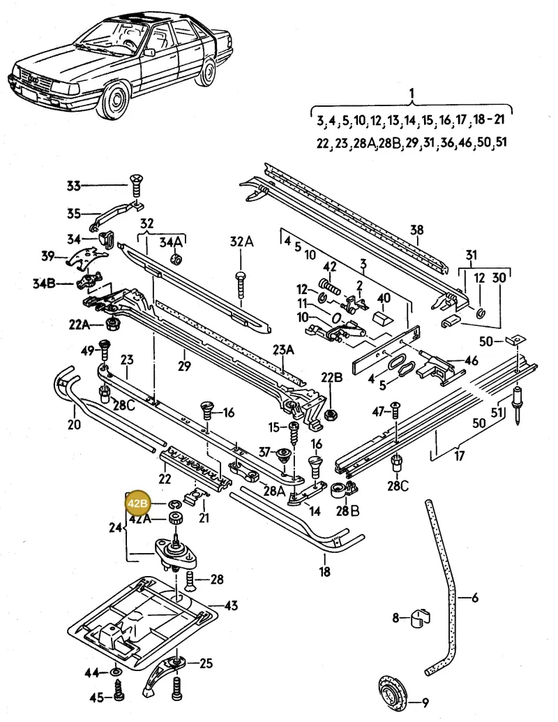 N0124346 — Audi 100/Wagon (1989-1990) diagram 079143100, position 42B