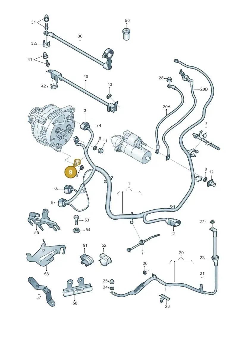 N0206208 — Audi A1 Sportback (2010-2015) diagram 708972000, position 9
