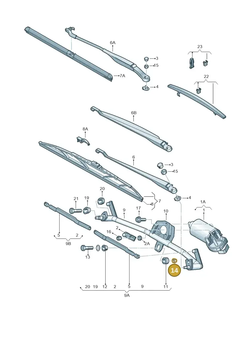 N02214811 — Audi A4/S4/Av./qu. (2001-2004) diagram 249955000, position 14