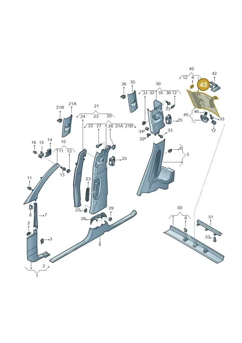 N0221544 — Audi Q7                07> (2006-) diagram 493867650, position 43