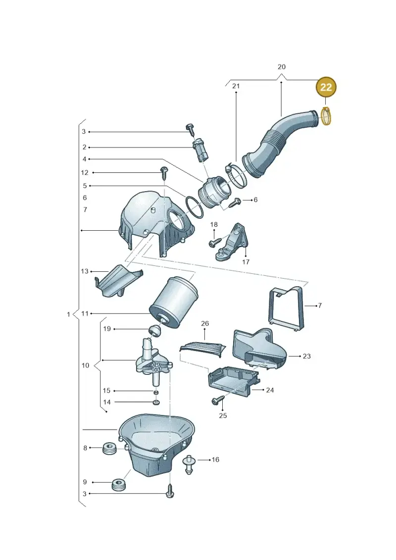 N0245047 — Audi A8L qu. 3.0 TDI (2013-2018) diagram 696129050, position 22