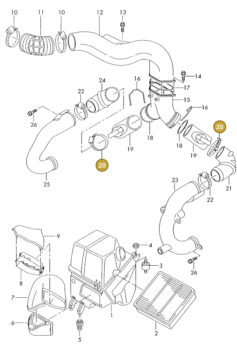 N0245223 — Audi A8 quattro (1999-2002) diagram 257133890, position 20