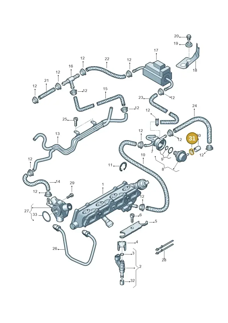 N0245281 — Audi A2 (2000-2005) diagram 231133400, position 31