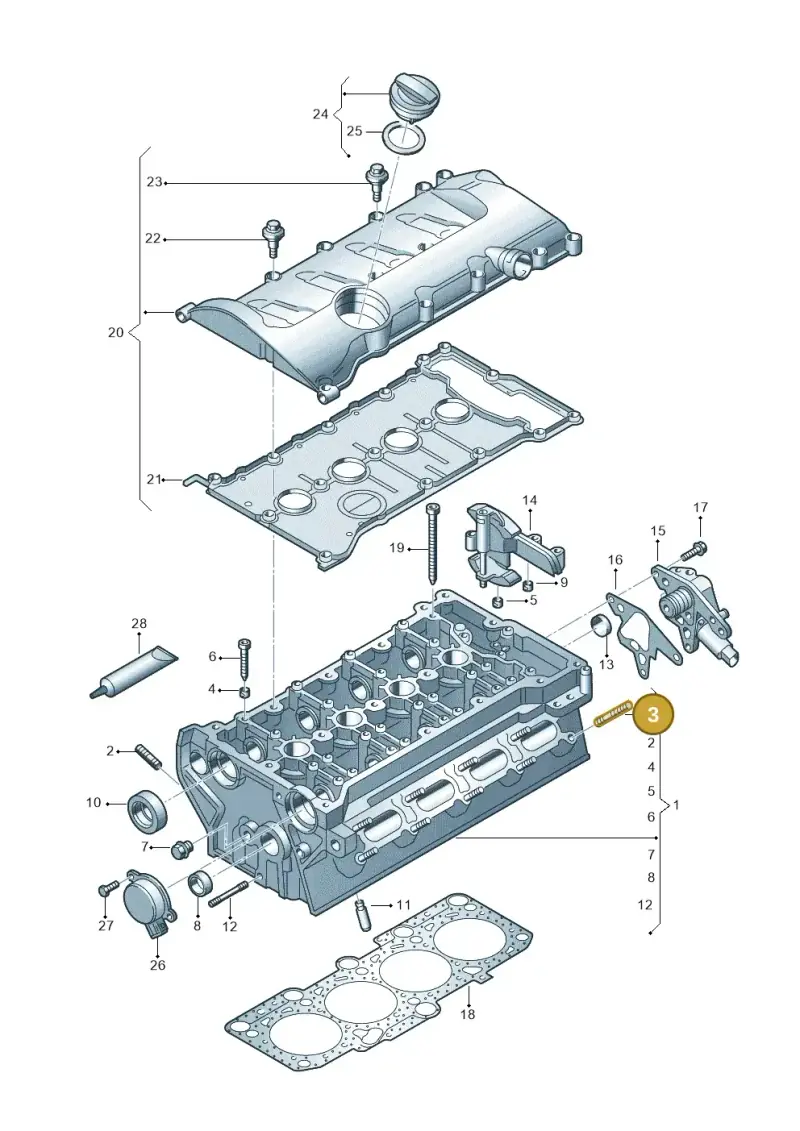 N0443951 — Audi A4/S4 Cabrio./qu. (2002-2006) diagram 249103600, position 3