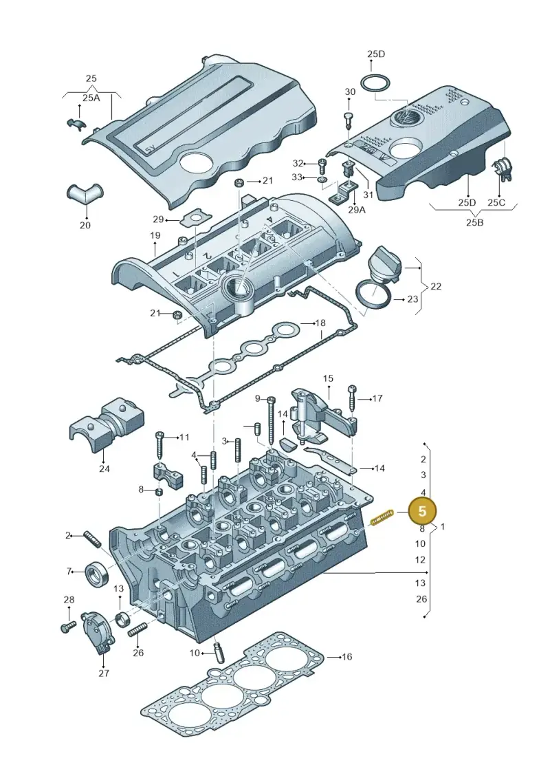 N0444625 — Audi A4/S4 Cabrio./qu. 07> (2006-) diagram 156103480, position 5