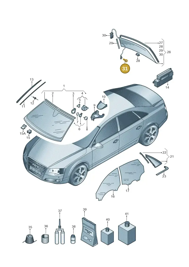 N10051507 — Audi A8L qu. 3.0 TDI (2009-2014) diagram 696845000, position 31