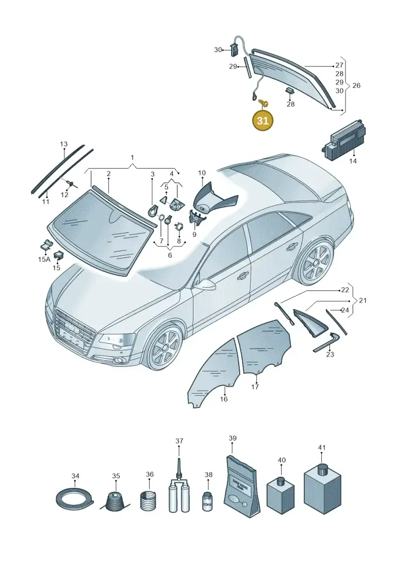 N10051507 — Audi A8L qu. 3.0 TDI (2013-2018) diagram 771845100, position 31