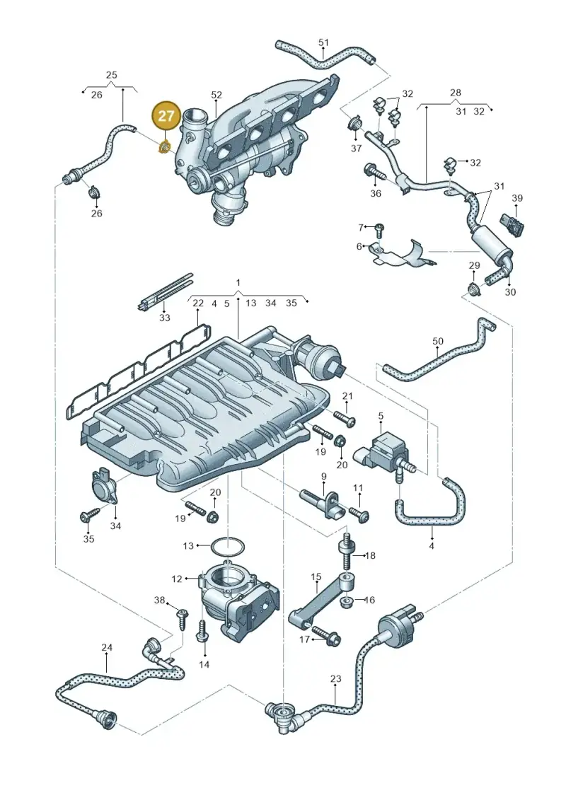 N10098001 — Audi A8L qu. 3.0 TDI (2013-2018) diagram 696133040, position 27