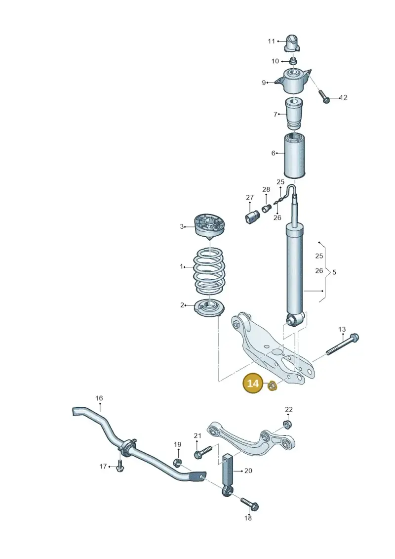 N10106403 — Audi A5 Limo 2.0 (2024-) diagram 849511040, position 14