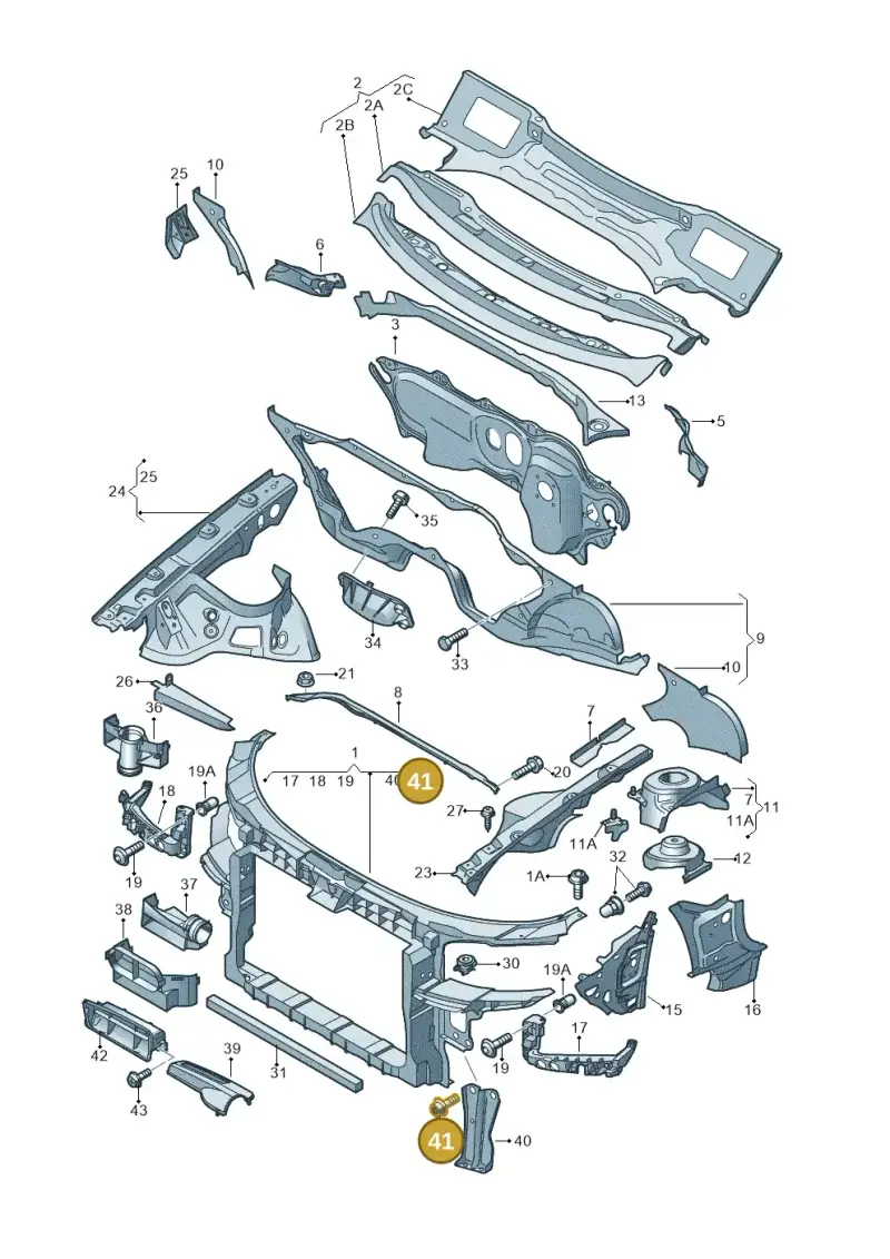 N10115404 — Audi RS3 Sportback (2011-2012) diagram 412805000, position 41