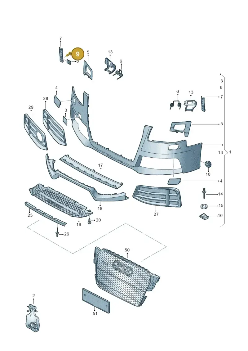N10160204 — Audi RS5 Coupe (2010-2015) diagram 695807060, position 9