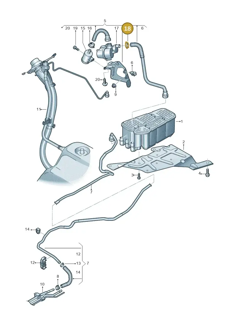 N10202001 — Audi A8L (2017-2022) diagram 838201085, position 18