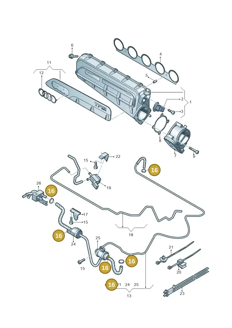 N10203601 — Audi RS3 Sportback (2011-2012) diagram 676133320, position 16
