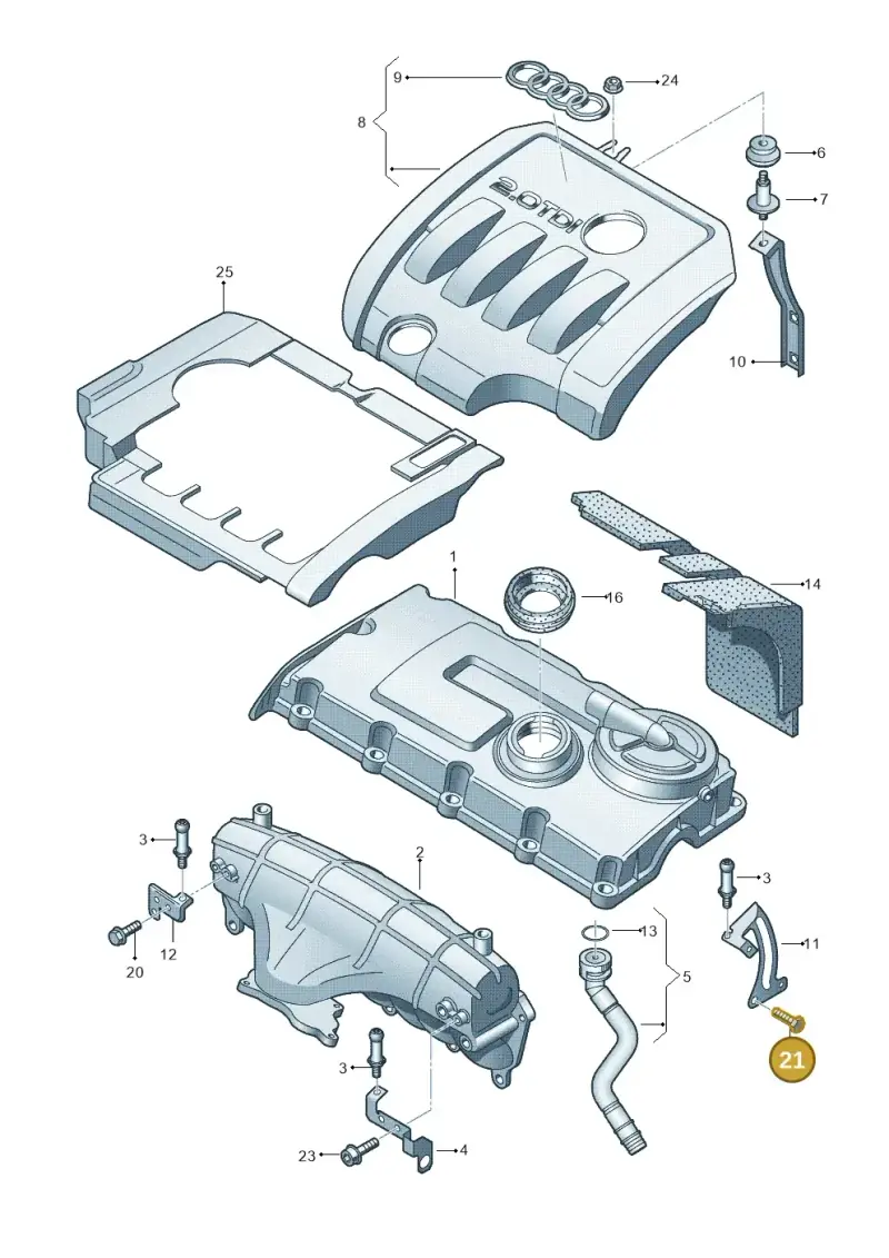N10225402 — Audi A3 Sportback (2008-2013) diagram 412103800, position 21