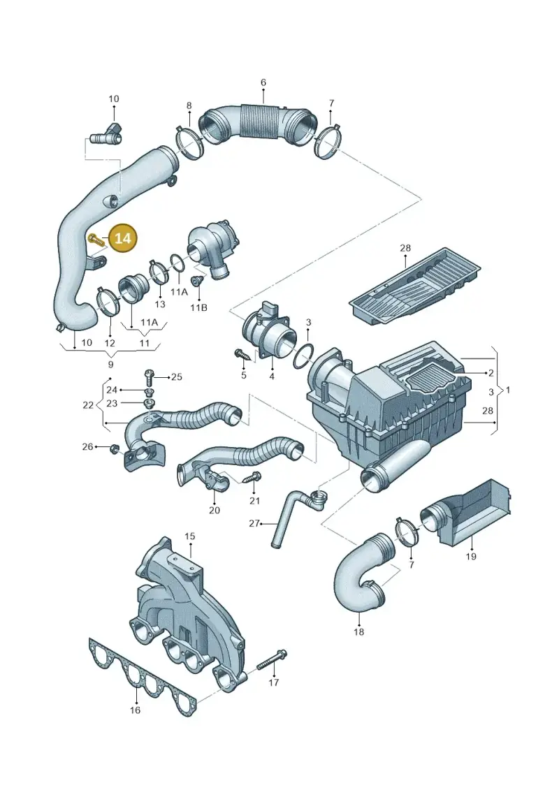 N10285402 — Audi A3 Sportback (2008-2013) diagram 460129300, position 14