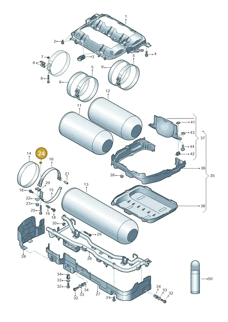 N10295101 — Audi A3 Sportback (2019-2021) diagram 596201190, position 24