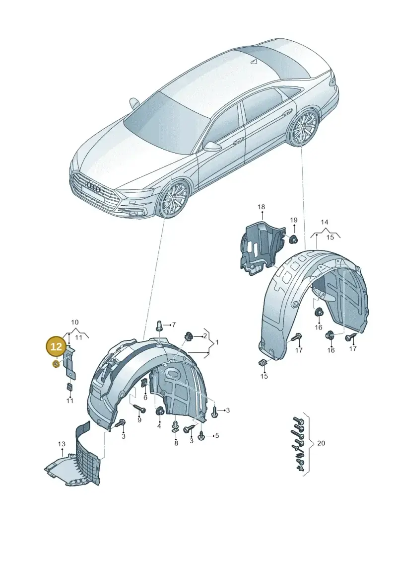 N10340004 — Audi A8L (2017-2022) diagram 838821500, position 12