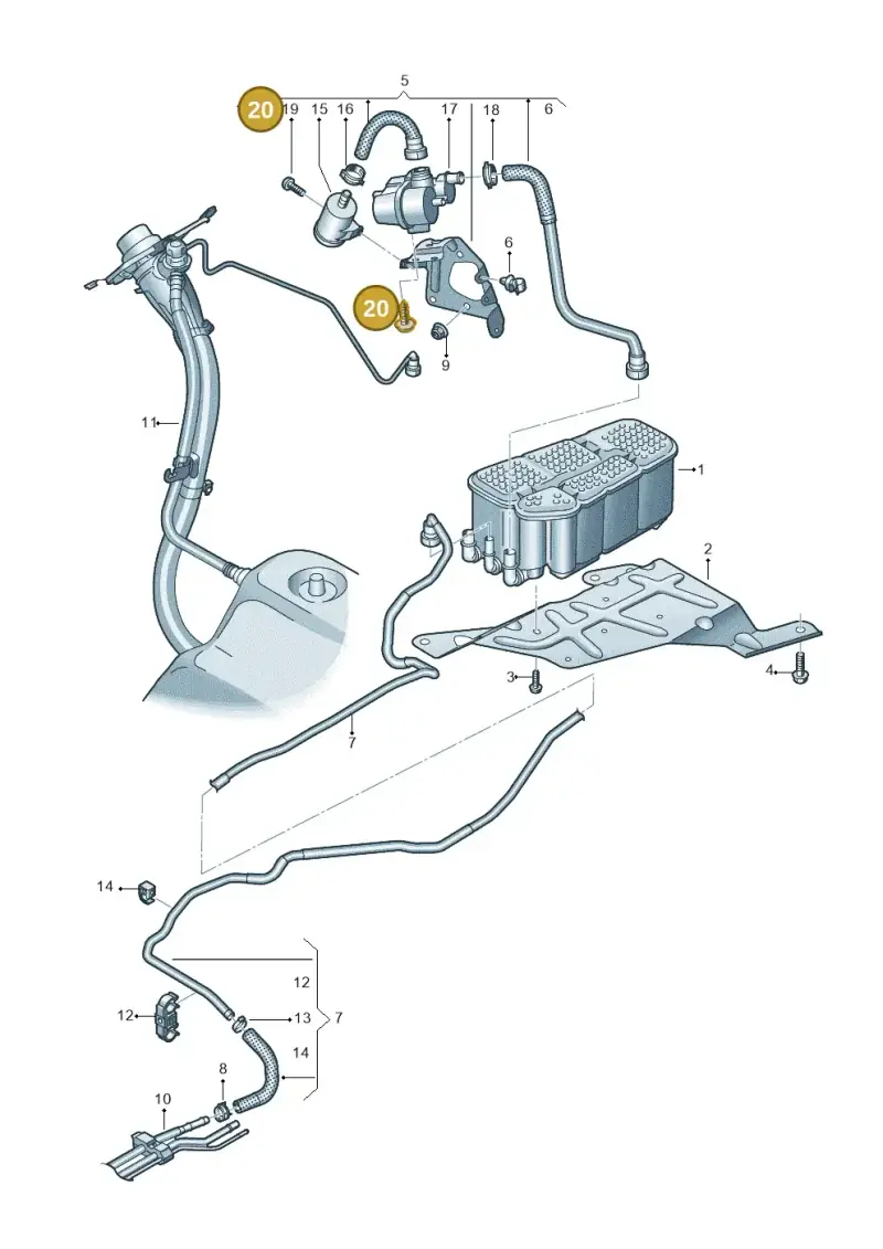 N10354503 — Audi A8L (2017-2022) diagram 838201085, position 20