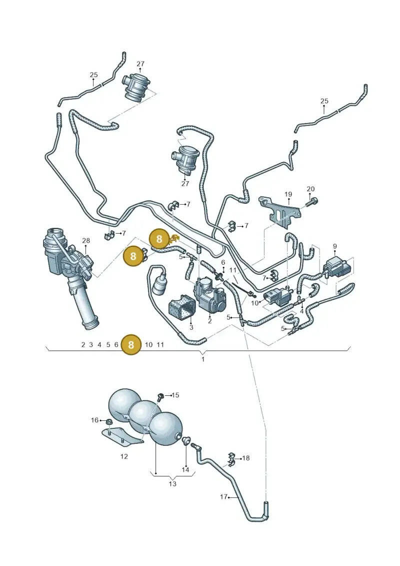 N10401902 — Audi A8L qu. 3.0 TDI (2013-2018) diagram 696133330, position 8