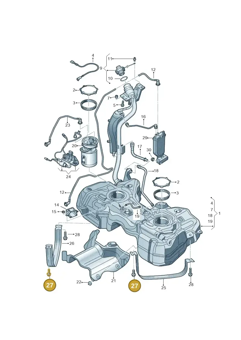 N10416003 — Audi RSQ3 qu. 2.5 (2013-2018) diagram 728201100, position 27