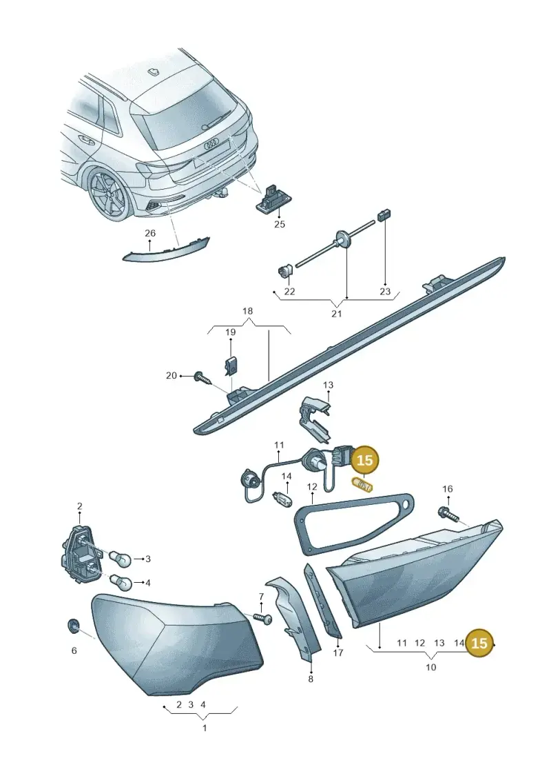 N10445602 — Audi A3 Sportback (2019-2021) diagram 596945000, position 15