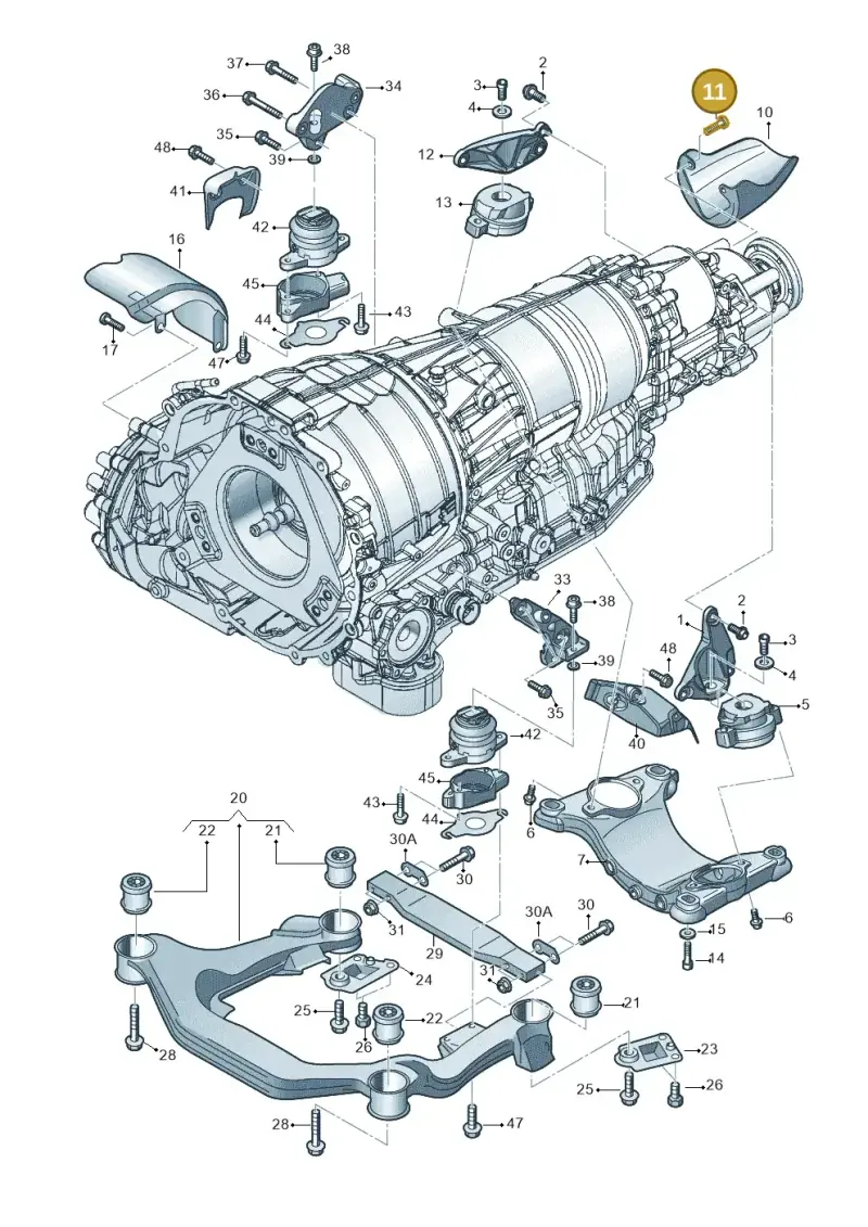 N10578904 — Audi A8/S8/qu. lang (2003-2007) diagram 291399820, position 11