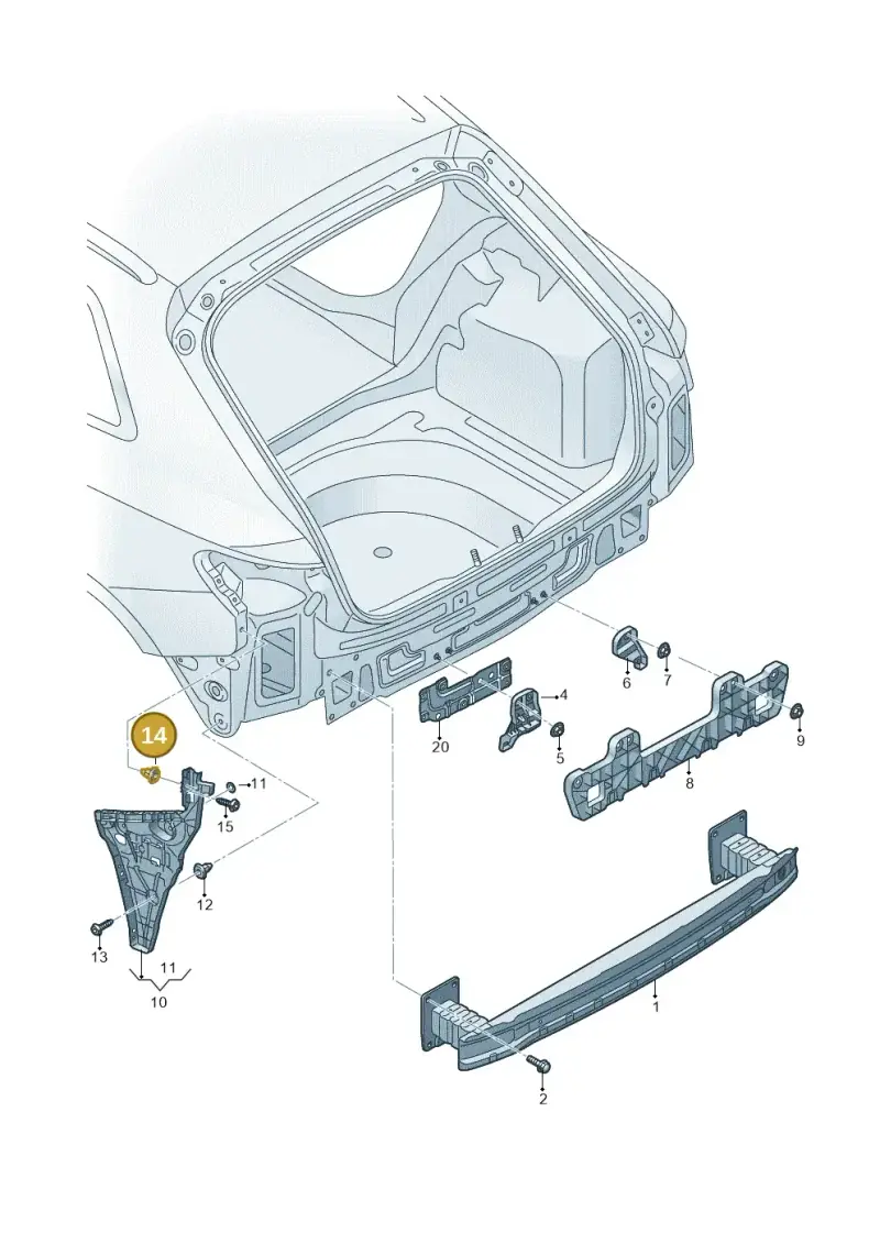 N10596201 — Audi A3 Sportback (2019-2021) diagram 596807500, position 14