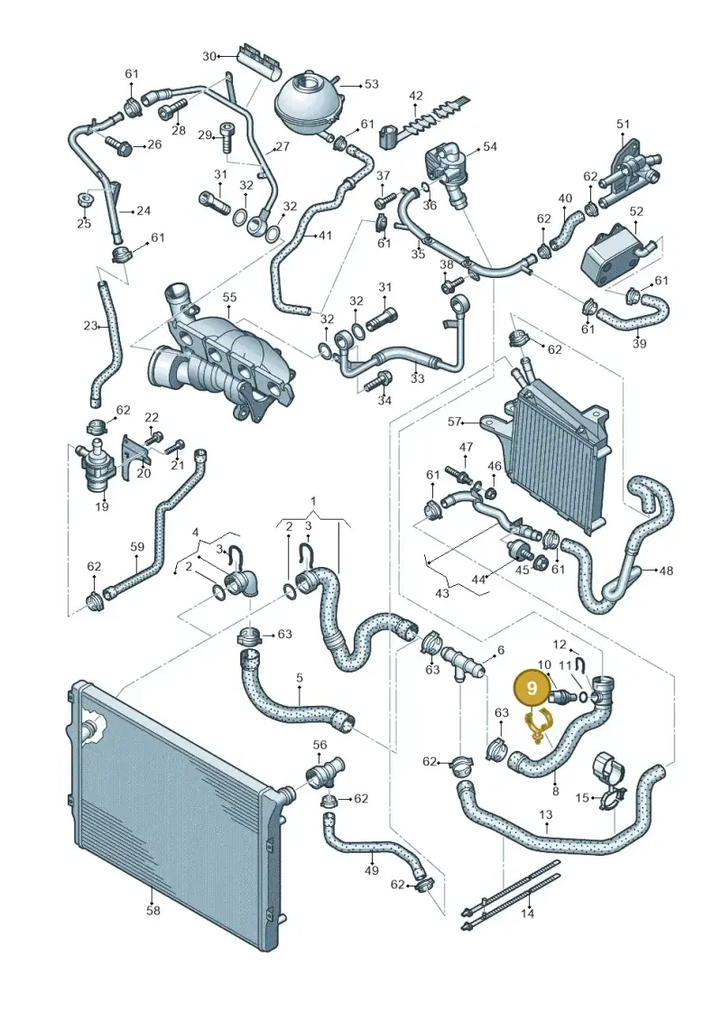 N10654001 — Audi A3 Sportback (2008-2013) diagram 646121590, position 9