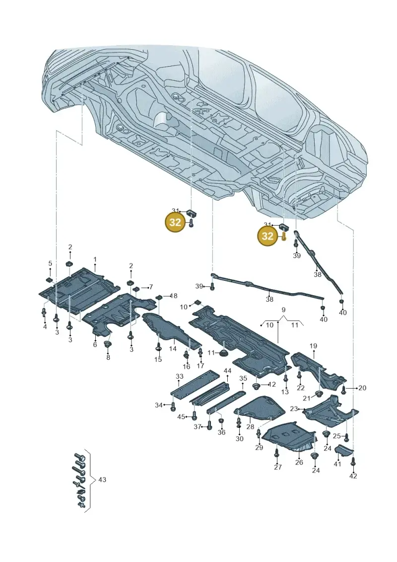 N10689301 — Audi A8L (2017-2022) diagram 838825100, position 32