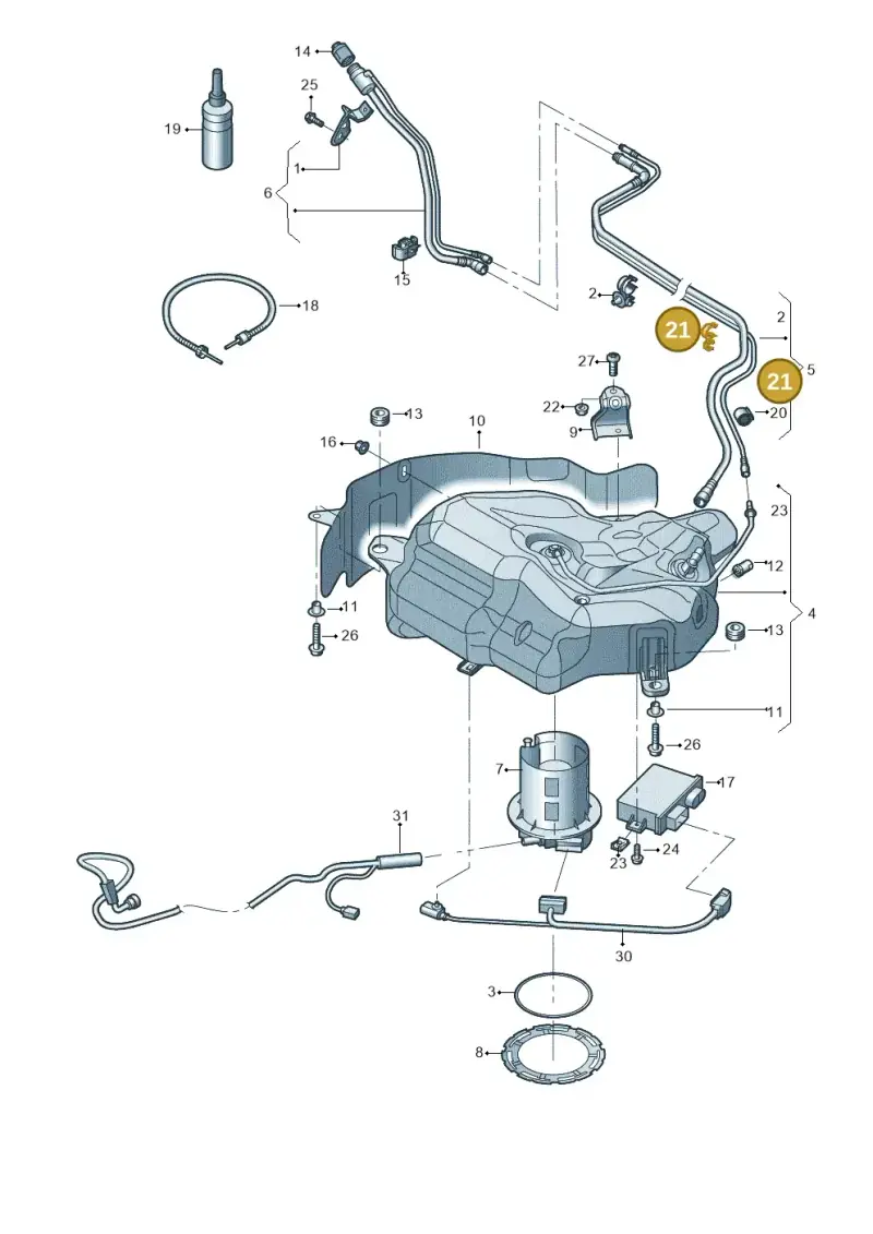 N10751901 — Audi A7 Sportback (2014-2018) diagram 798201300, position 21