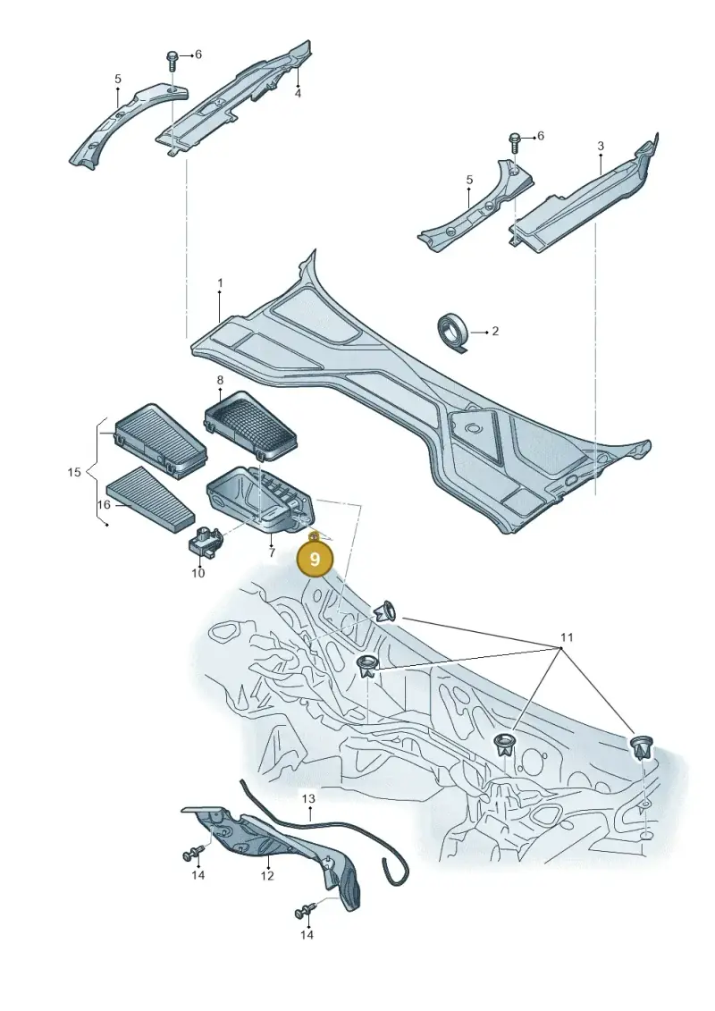 N90132606 — Audi A8L qu. 3.0 TDI (2013-2018) diagram 771819000, position 9