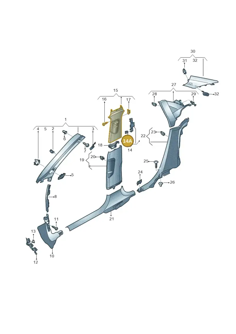 N90251602 — Audi A3 Sportback (2012-2016) diagram 745867700, position 14A