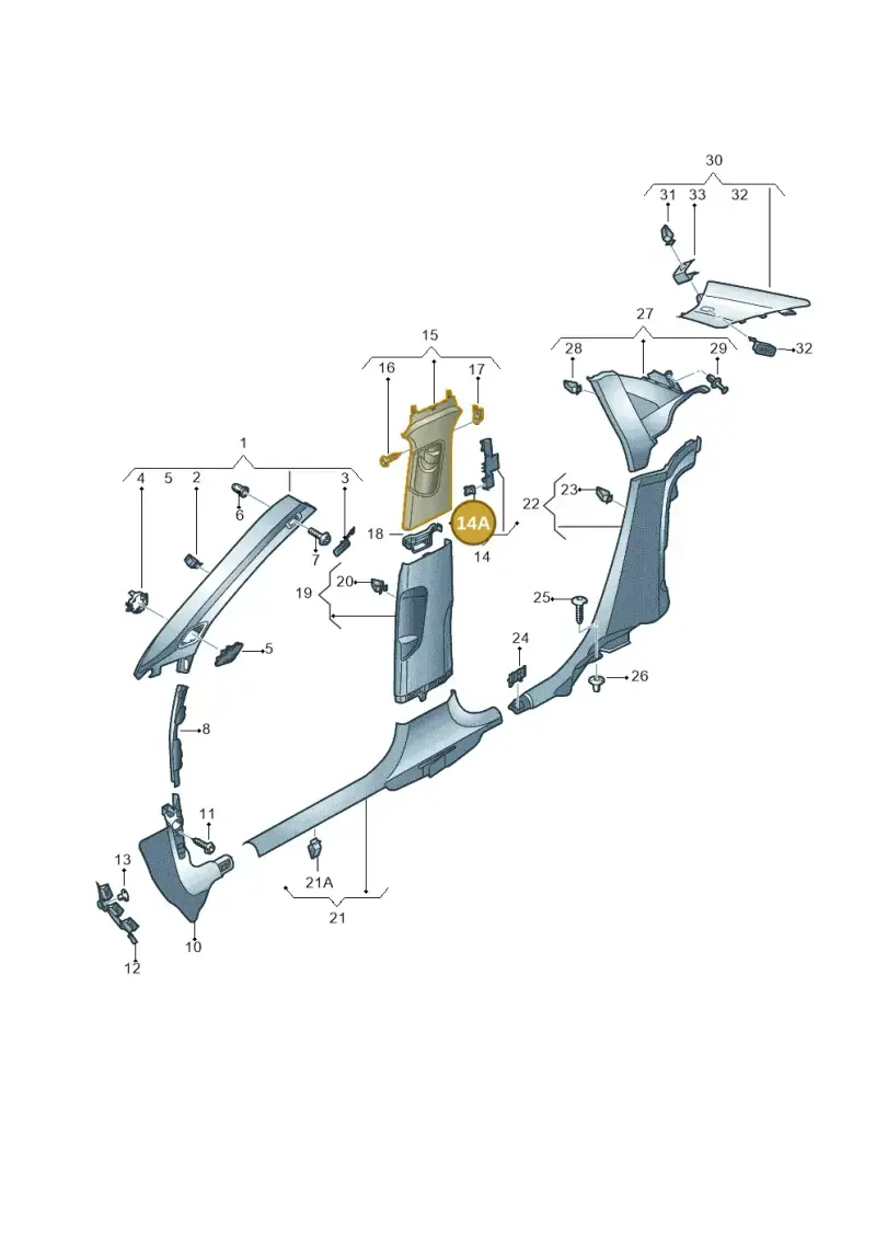 N90251602 — Audi RS3 Limousine (2017-2020) diagram 890867700, position 14A