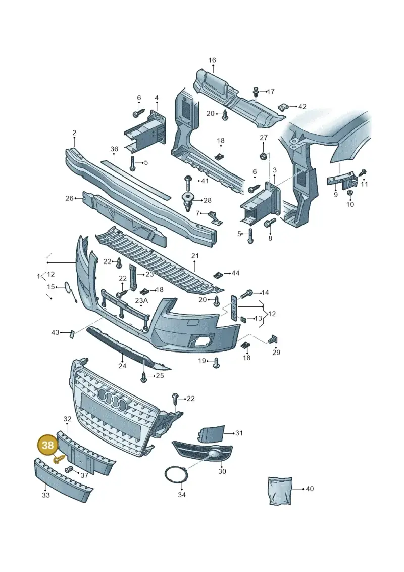 N90347402 — Audi A5 Cabrio 2.0 (2008-2012) diagram 620807000, position 38