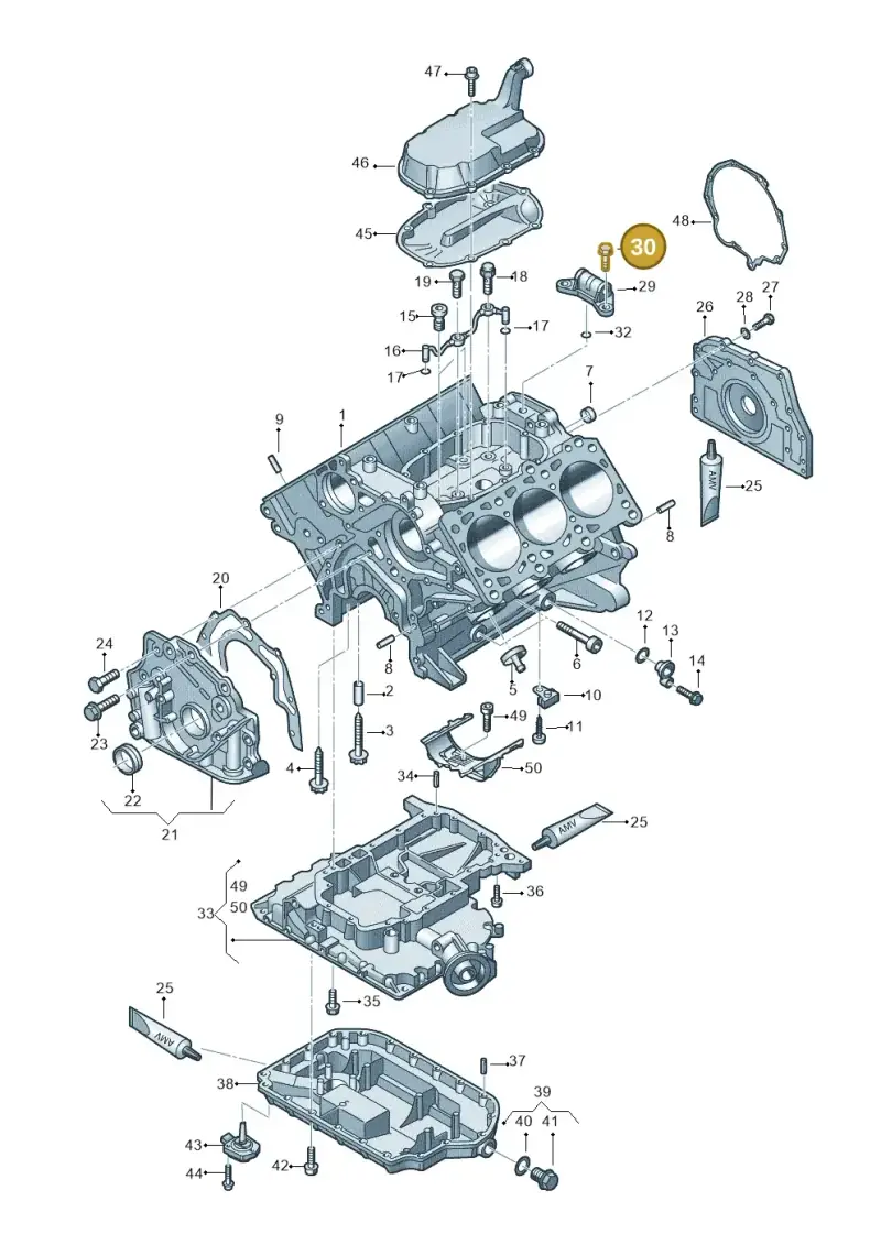 N90355902 — Audi RS4 AV. QU. (2000-2001) diagram 233103100, position 30