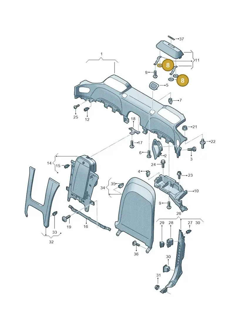 N90397501 — Audi R8 Spyder (2015-2024) diagram 872867520, position 8