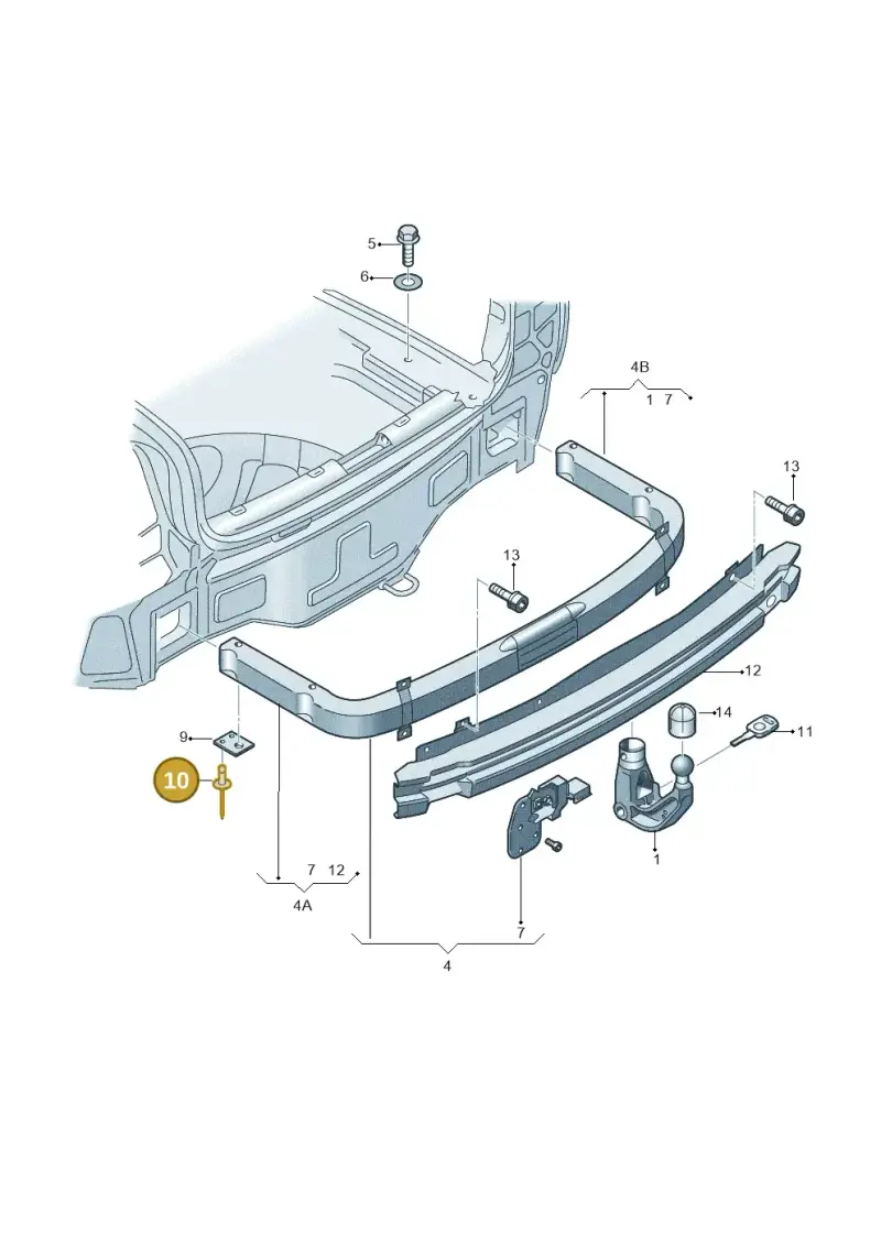 N90437401 — Audi A5 Sportback (2011-2017) diagram 249804500, position 10